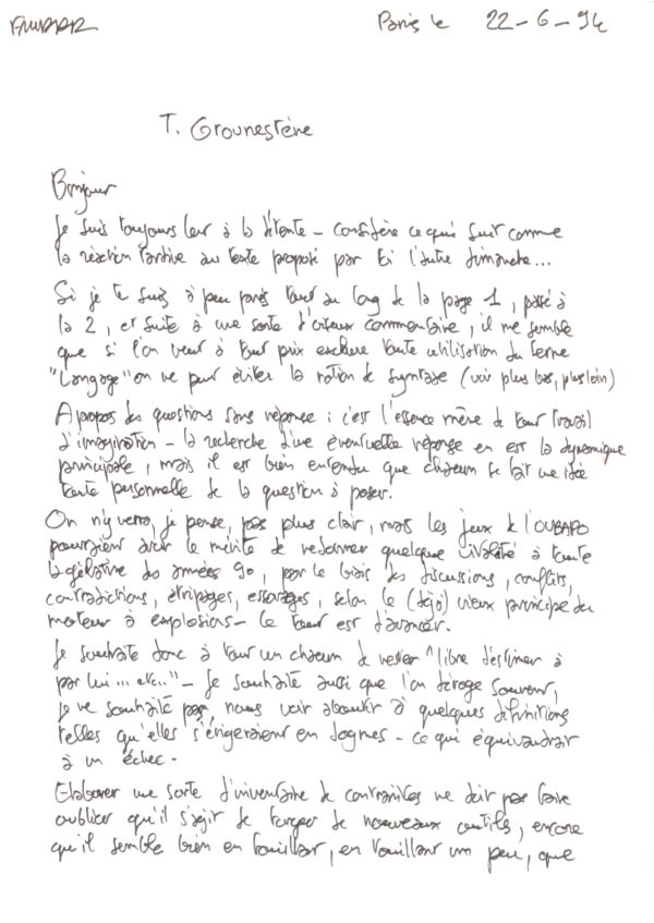 une lettre de Fmurr, 22 juin 1994